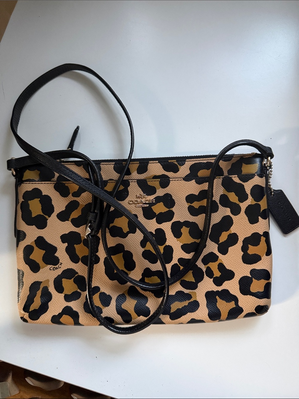 Coach Leopard Print Crossbody in Tan and Black